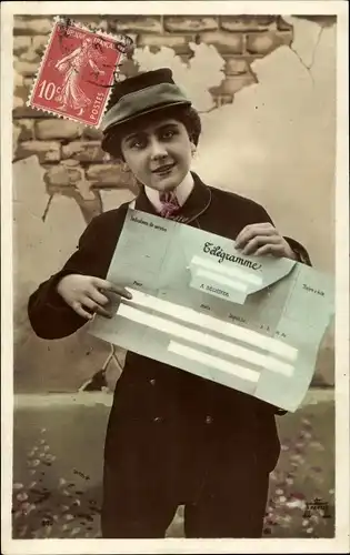 Ak Postbote mit Telegramm