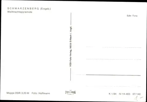 Ak Schwarzenberg im Erzgebirge Sachsen, Weihnachtspyramide, Winter