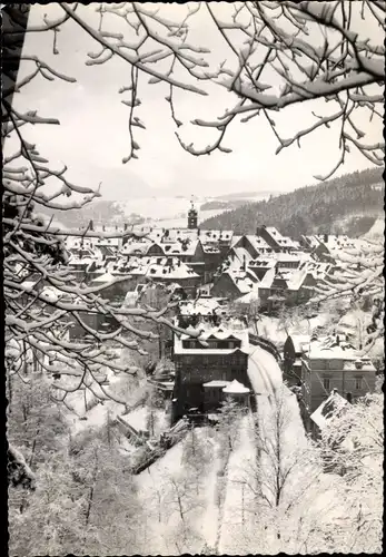Ak Schwarzenberg im Erzgebirge Sachsen, Panorama, Winter
