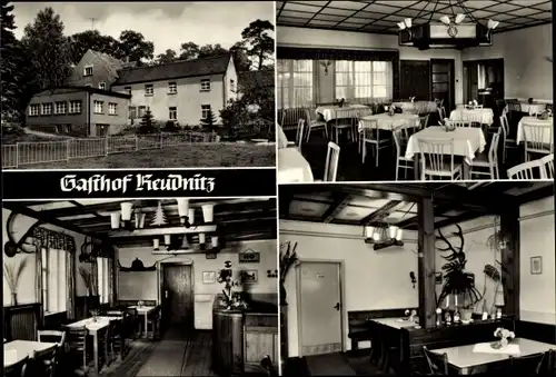 Ak Reudnitz Cavertitz, Gasthof, Innenansicht und Außenansicht