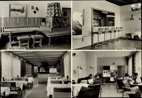 Ak Rehefeld Zaunhaus Altenberg im Erzgebirge, FDGB Ferienheim Aufbau, Vestibül, Rezeption, Klubraum