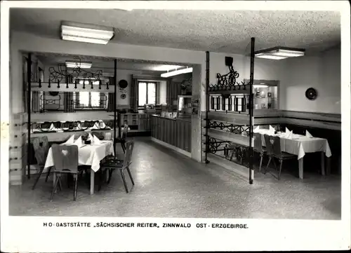 Ak Zinnwald Georgenfeld Altenberg im Erzgebirge, Gasthof Sächsischer Reiter, Innenansicht