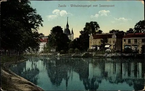 Ak Zwolle Overijssel Niederlande, Wilhelminasingel met Sassenpoort