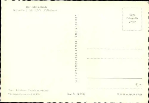 Ak Karl Marx Stadt Chemnitz in Sachsen, Schlossberg mit HOG Kellerhaus
