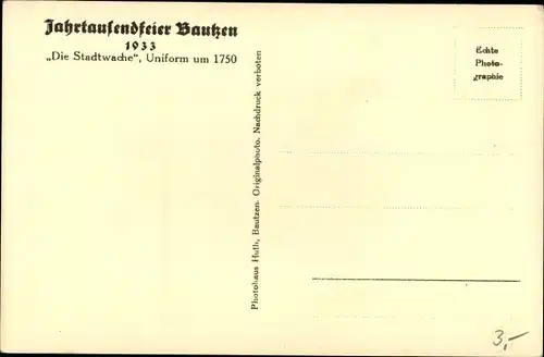 Ak Bautzen in der Lausitz, Jahrhundertfeier 1933, Stadtwache, Uniform um 1750, Trommel, Wachhaus