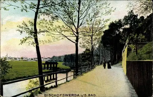 Ak Bischofswerda in Sachsen, Bad, Spazierweg