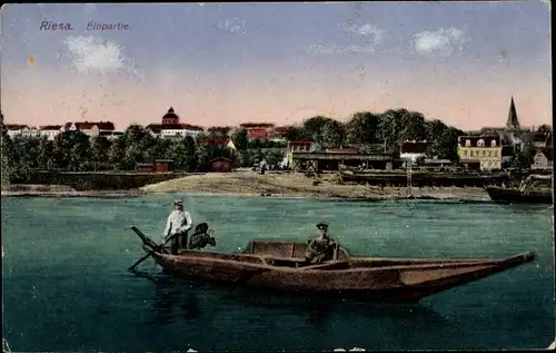 Ak Riesa an der Elbe Sachsen, Elbpartie