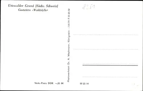 Ak Lohmen Sächsische Schweiz, Uttewalder Grund, Gaststätte Waldidylle