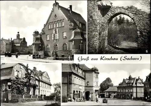 Ak Kirschau Sachsen, Rathaus, Schule, Postgebäude, Körse Burgtor