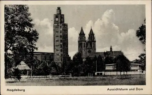 Ak Magdeburg an der Elbe, Aussichtsturm und Dom