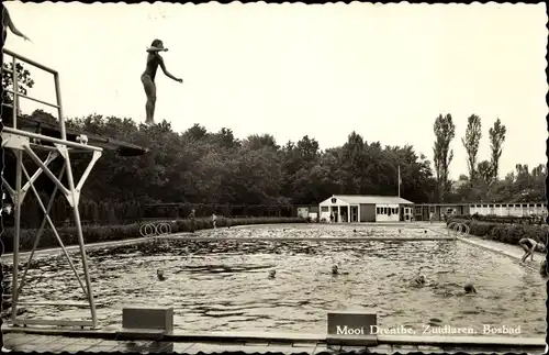 Ak Zuidlaren Drenthe Niederlande, Bosbad, Sprungturm