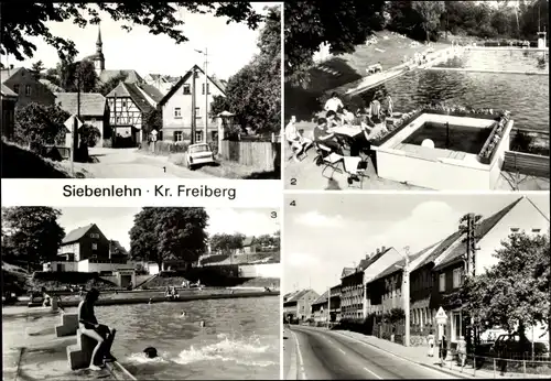 Ak Siebenlehn Großschirma in Sachsen, Romanus Freibad, Nossener Straße, Reinsberger Straße