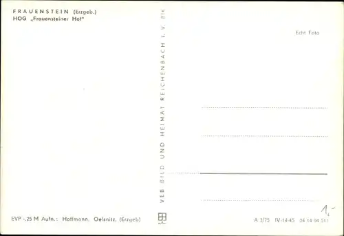 Ak Frauenstein im Erzgebirge, HOG Frauensteiner Hof