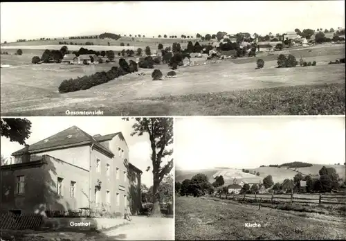 Ak Ammelsdorf Dippoldiswalde im Erzgebirge, Gesamtansicht, Kirche, Gasthof