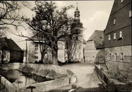 Ak Wolkenstein im Erzgebirge, Karl Marx Platz, Kirche