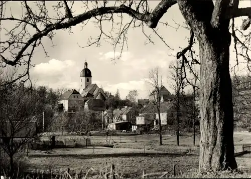 Ak Königshain in der Oberlausitz, Teilansicht mit Kirche