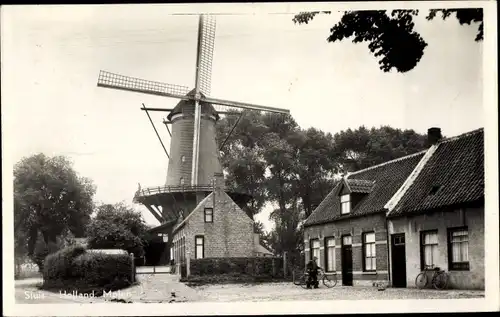 Ak Sluis Zeeland, Molen, Windmühle, Wohnhäuser, Fahrräder