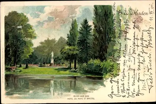 Litho Wiesbaden in Hessen, Blick aus dem Hotel du Parc et Bristol