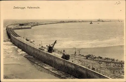 Ak Zeebrugge Westflandern, Hafenmole