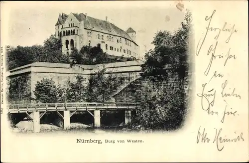 Ak Nürnberg in Mittelfranken, Burg von Westen