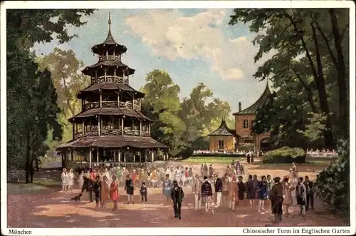 Ak München, Chinesischer Turm im Englischen Garten