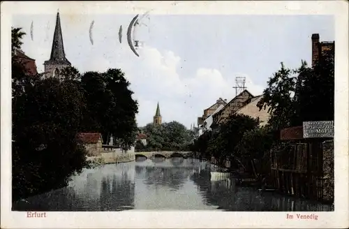 Ak Erfurt in Thüringen, Im Venedig, Brücke