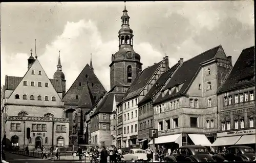 Ak Lutherstadt Eisleben, Marktplatz, Geschäfte, Passanten