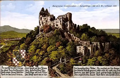 Wappen Ak Greiffenberg Schlesien, Burg Greiffenstein