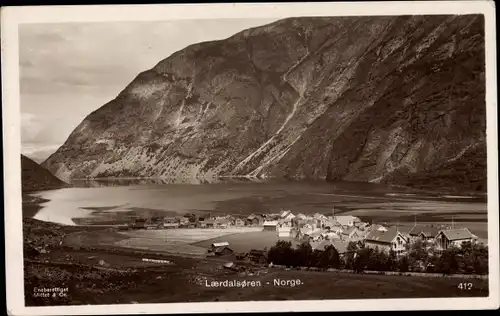 Ak Laerdalsoren Norwegen, Blick auf den Ort