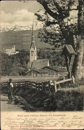 Ak Amras Innsbruck in Tirol, Dorf und Schloss