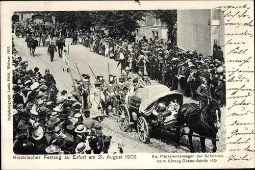 Ak Erfurt in Thüringen, Historischer Festzug 1902, Marketenderwagen der Schweden, Gustav Adolfs