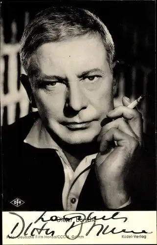 Ak Schauspieler Dieter Borsche, Portrait, Autogramm, Zigarette