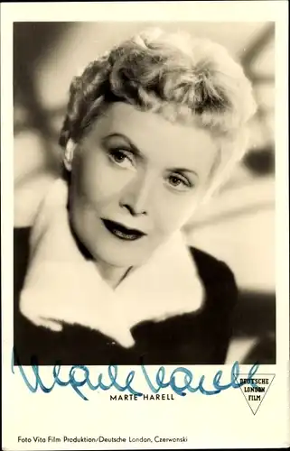 Ak Schauspielerin Marte Harell, Portrait, Autogramm