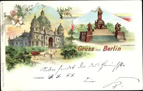 Litho Berlin Mitte, Neuer Dom, Lutherdenkmal