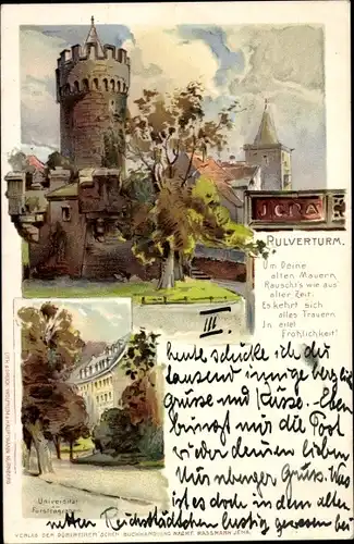 Künstler Ak Jena in Thüringen, Pulverturm, Universität