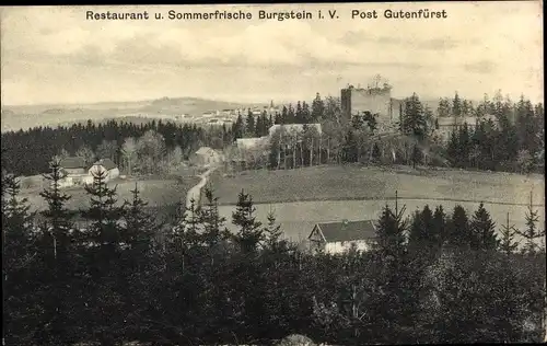 Ak Burgstein Weischlitz im Vogtland, Restaurant und Sommerfrische, Burgruine