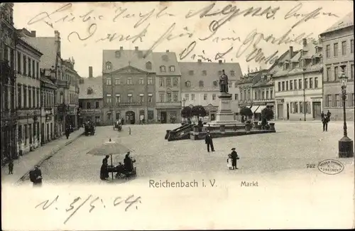 Ak Reichenbach im Vogtland, Markt