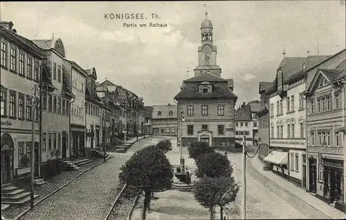 Ak Königsee in Thüringen, Blick auf eine Partie am Rathaus