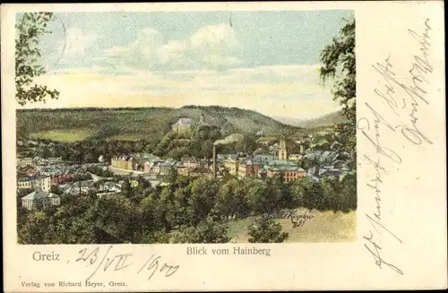 Künstler Litho Greiz im Vogtland, Blick vom Hainberg