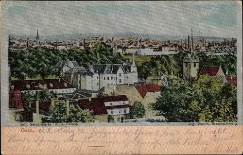 Seiden Ak Gera Thüringen, Panoramablick auf die Stadt