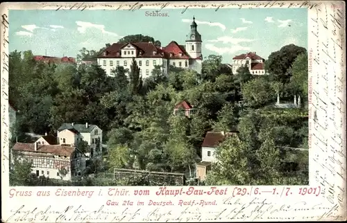 Ak Eisenberg in Thüringen, Teilansicht der Stadt, Schloss