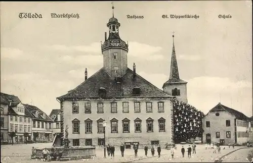 Ak Cölleda Kölleda in Thüringen, Marktplatz, Rathaus, Schule, Wipertikirche