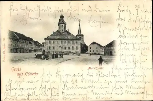 Ak Cölleda Kölleda in Thüringen, Marktplatz, Rathaus