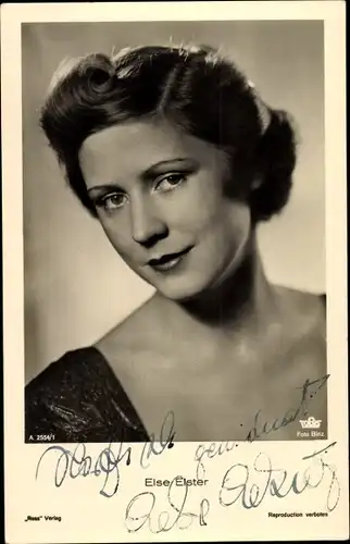 Ak Schauspielerin Else Elster, Portrait, Ross Verlag A 2554/1, Autogramm