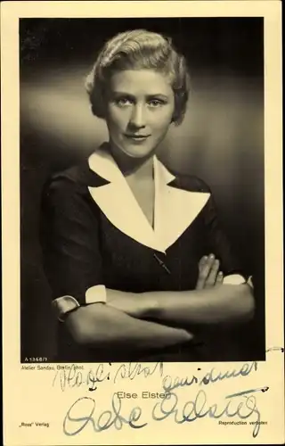 Ak Schauspielerin Else Elster, Portrait, Ross Verlag A 1368 1, Autogramm