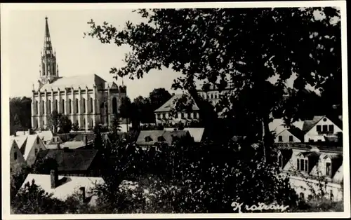 Ak Chrastava Kratzau Reg. Reichenberg, Kirche, Pfarrhaus