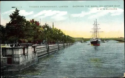 Ak London City England, Thames Embankment