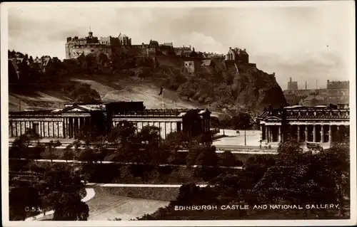 Ak Edinburgh Schottland, National Gallery and Castle