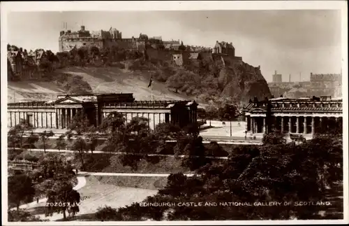 Ak Edinburgh Schottland, National Gallery and Castle