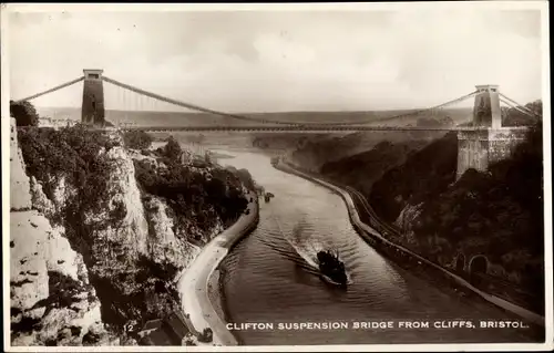 Ak Clifton Bristol South West England, Clifton Suspension Bridge from Cliffs